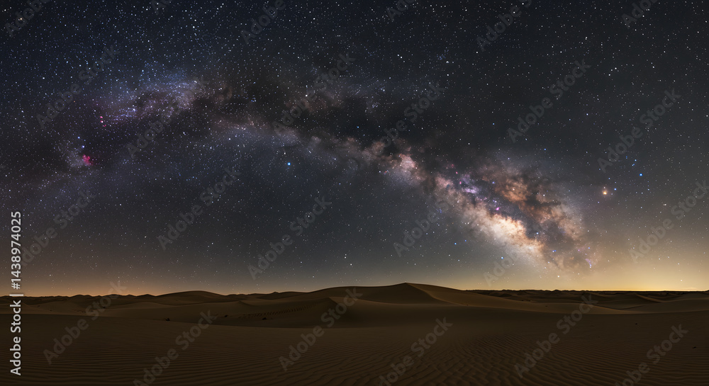 Fototapeta premium Milky Way Over Desert Dunes at Night with Starry Sky Scenery