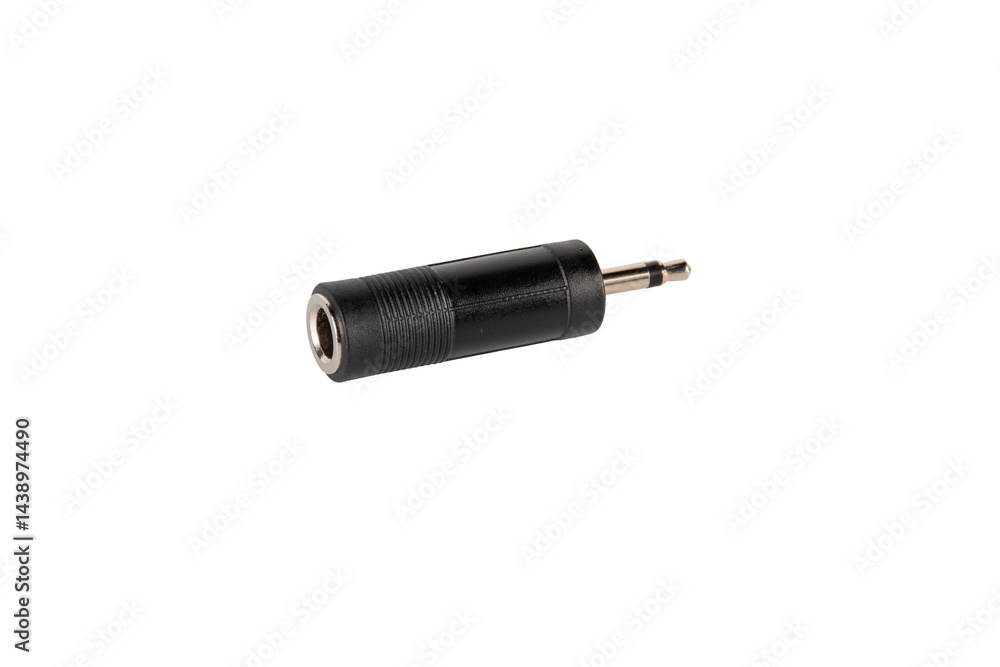 Fototapeta premium Black audio cable aux isolated on transparent background