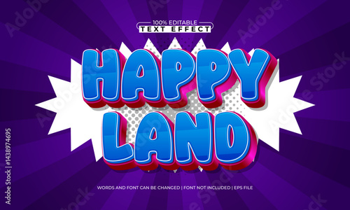 happy land editable text effect with a play and gaming text style