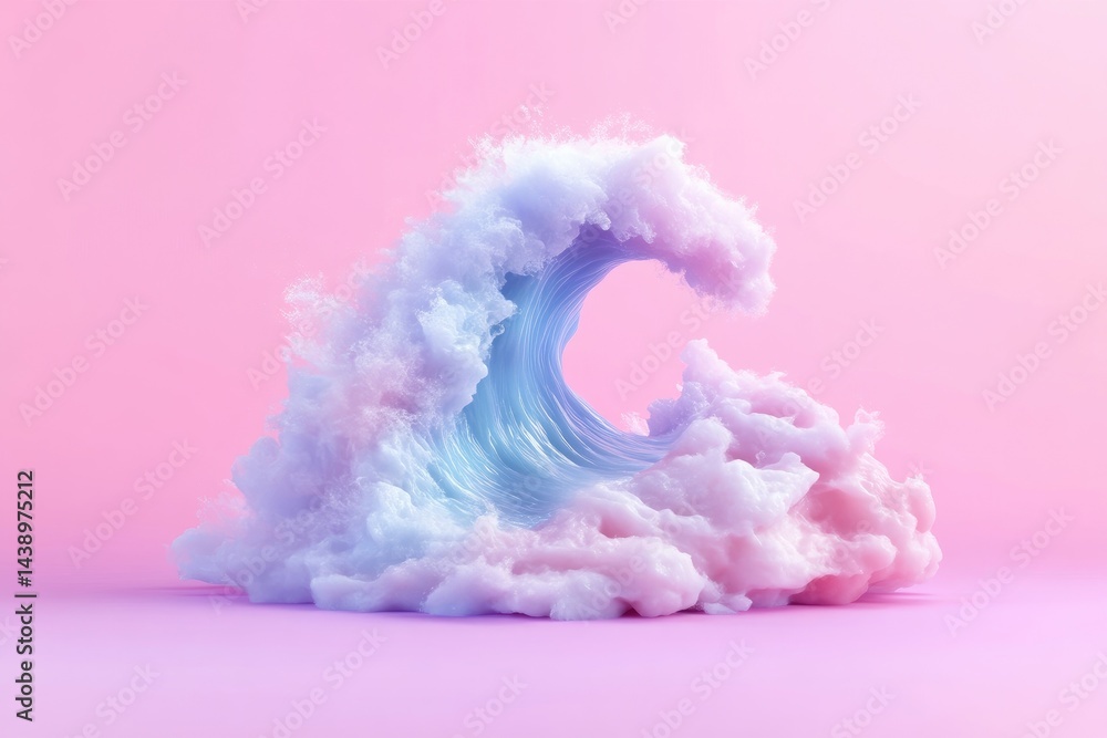 Pastel wave, abstract, dreamy. Soft, whimsical, cloud-like wave form Pastel wave, abstract, dreamy. Soft, whimsical, cloud-like wave form
