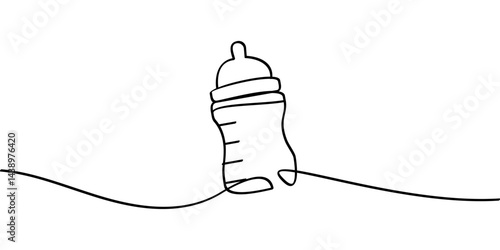 continuous line drawing of baby bottle symbol. abstract line art illustration