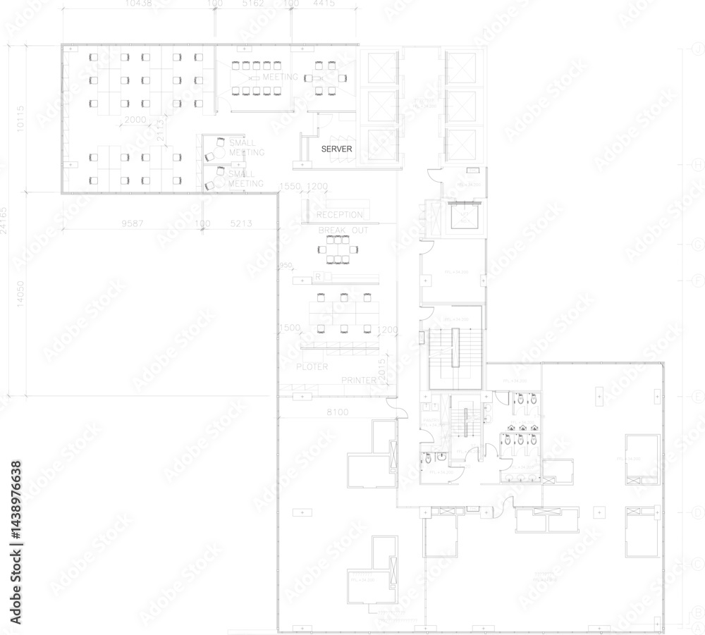 Small Office Layout Design with Workstations, Small Meeting Rooms, and Dining Area Small Office Layout Design with Workstations, Small Meeting Rooms, and Dining Area