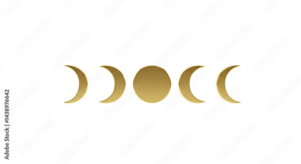 Obraz premium Minimalist golden moon phases illustration on a pristine white backdrop