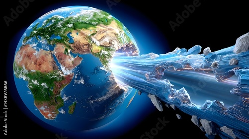 Fototapeta Naklejka Na Ścianę i Meble -  Earth Data Stream, Futuristic Planet - Abstract concepts