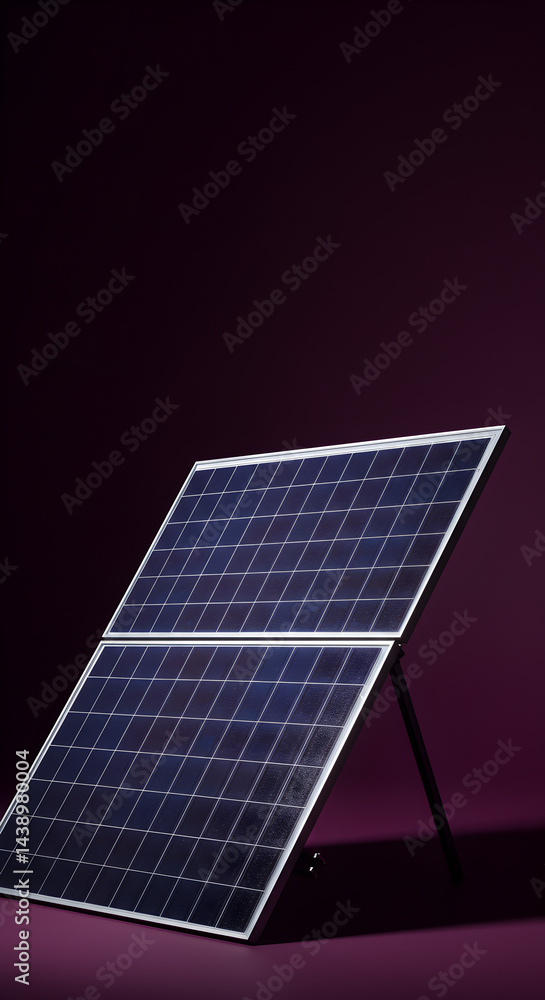 Obraz premium Solar Panel on Stand with Purple Background