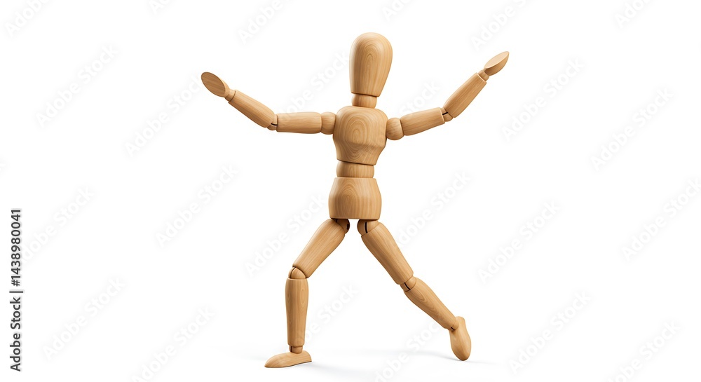 Wooden Figurine in Dynamic Pose: A Playful, Lighthearted Art Study Wooden Figurine in Dynamic Pose: A Playful, Lighthearted Art Study