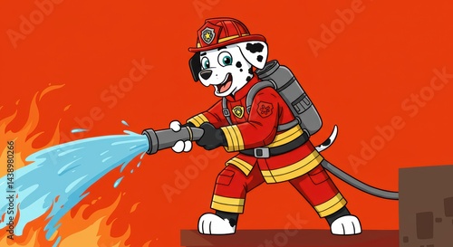 Dog Firefighter Cartoon Character