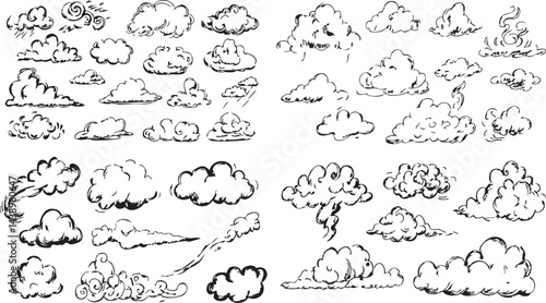 Sketchy Clouds Set for Design Elements