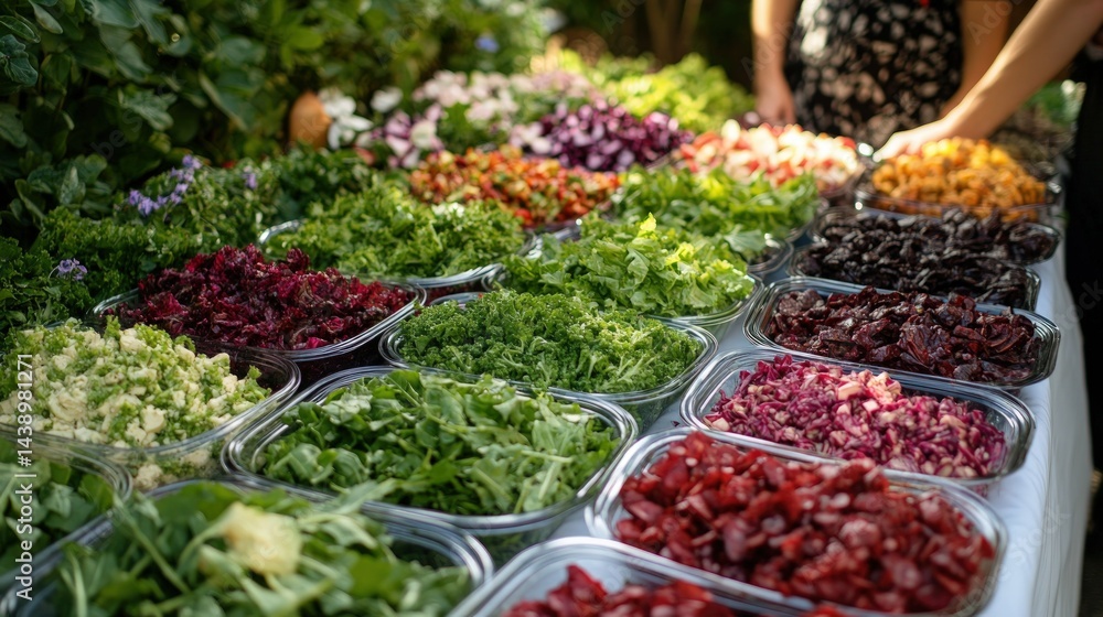 Abundant fresh salad bar buffet spread Abundant fresh salad bar buffet spread