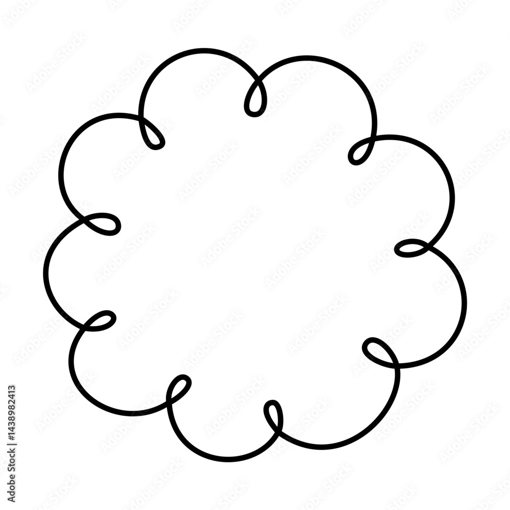 Outlines cloud blank simple frame vector image, Suitable for design element of communication label, Information chat bubble, Text message template, Work report