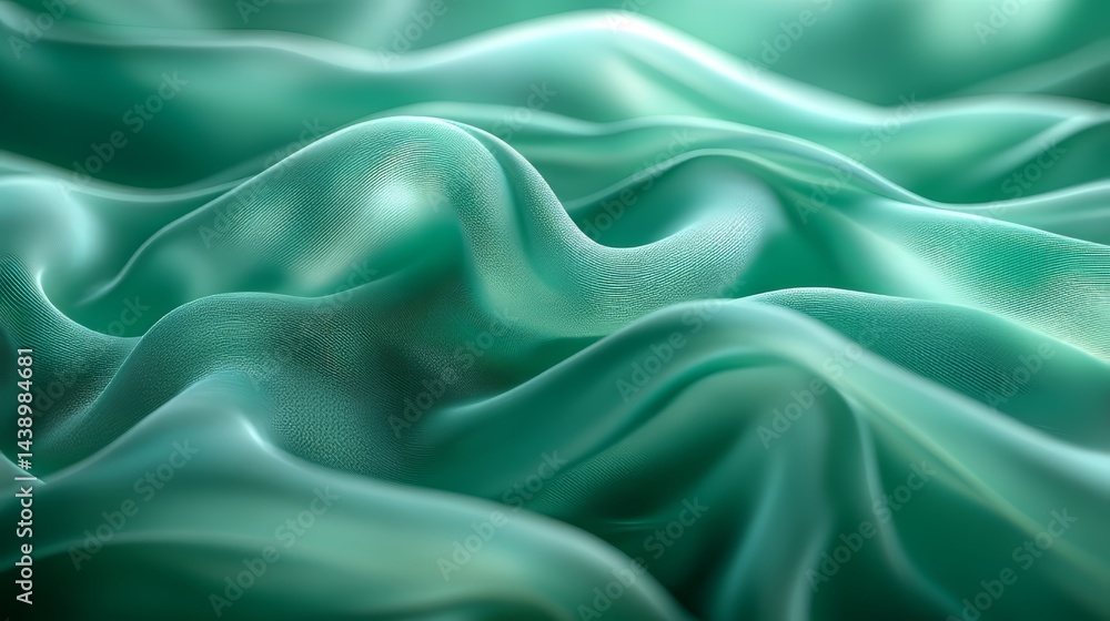 Obraz premium Abstract Teal Silk Drape Luxurious Fabric Texture