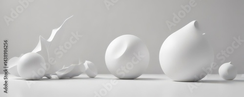 Fluid white shapes, gentle shifts in tone  Peaceful, minimalist aesthetic ,  calm,  high-quality