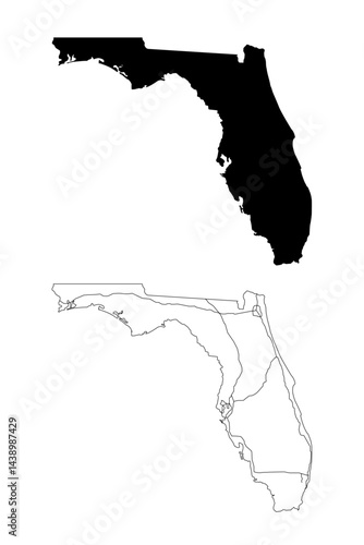 Florida State Border With Interstate Highway Lines