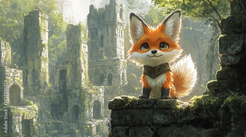 Cute little fox, at the ancient kingdom