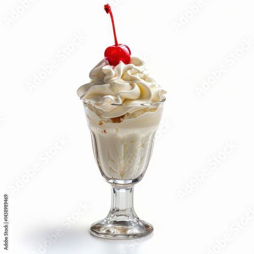 Delicious ice cream sundae in clear glass cup with cherry indulgent dessert studio setting tempting treats