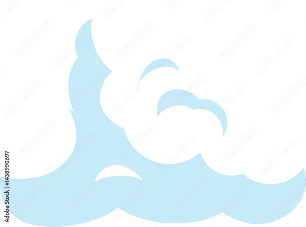 Naklejka premium Cartoon Style White Fluffy Cloud Illustration