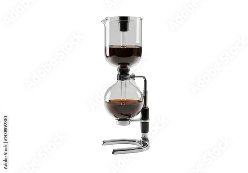 Modern coffee siphon device isolated against black background