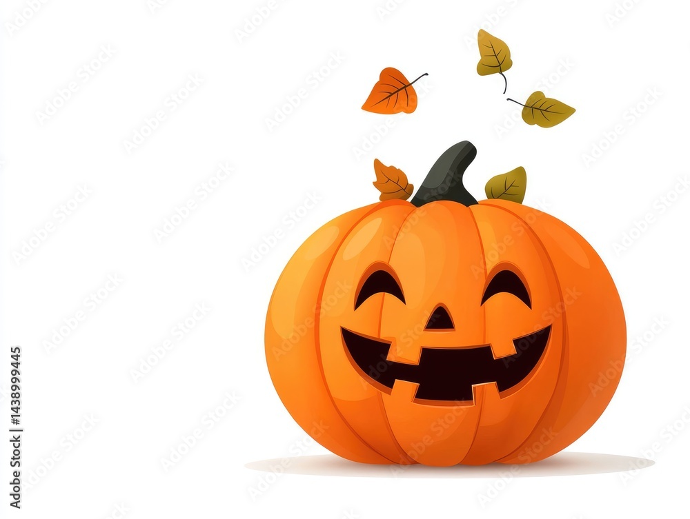 Smiling pumpkin with autumn leaves Smiling pumpkin with autumn leaves