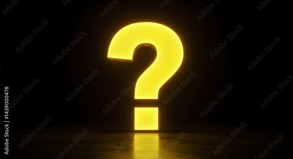 Glowing Question Mark Symbol Illuminated on a Dark Surface Glowing Question Mark Symbol Illuminated on a Dark Surface