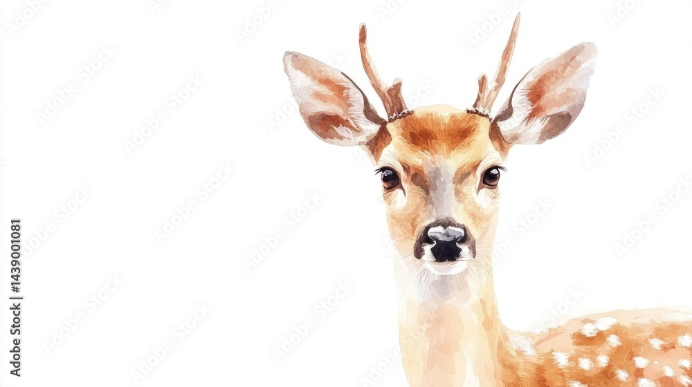 Fototapeta premium Watercolor illustration of a fawn