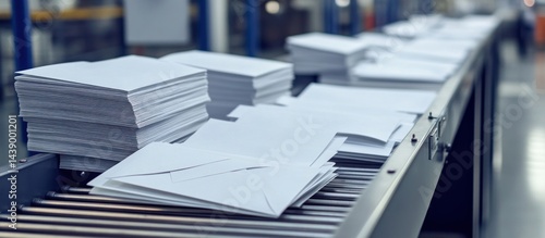 Industrial Postal Service: Envelopes on Conveyor Belt
