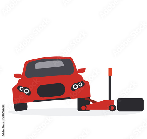 Roadside assistance changing wheel on a roadside. service. Insurance Protection of car. 