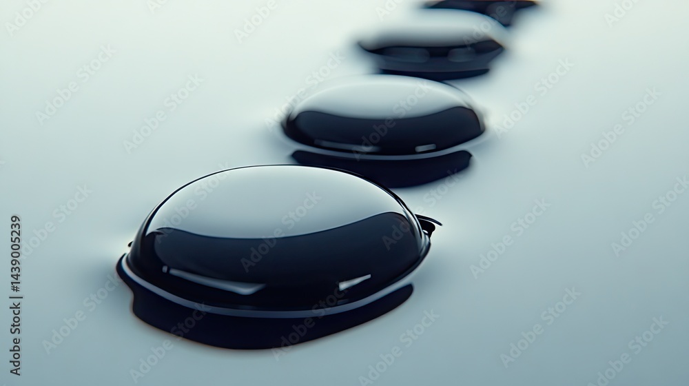 Polished black stones form a smooth, reflective path. Polished black stones form a smooth, reflective path.