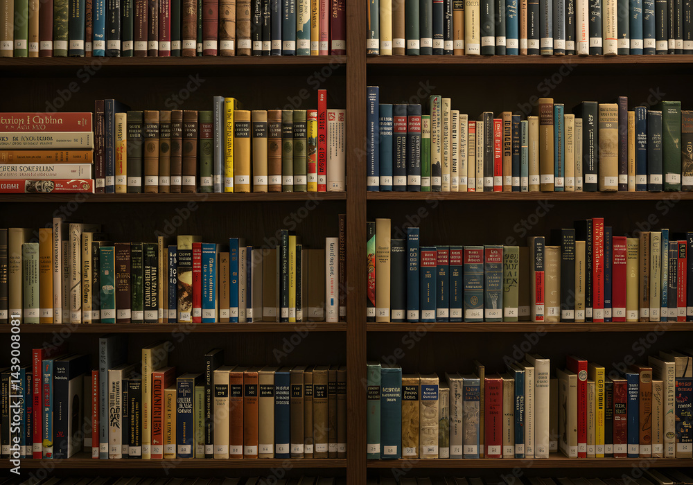 Full Bookshelf, Library Interior, Books and Reading Full Bookshelf, Library Interior, Books and Reading