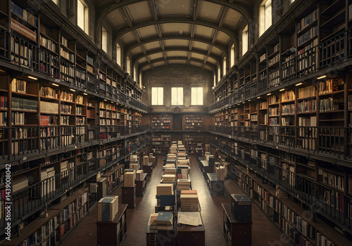 Wallpaper Mural Grand Hall of Books: A Stunning Library Interior Torontodigital.ca