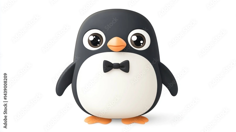Obraz premium Cute cartoon penguin with bow tie