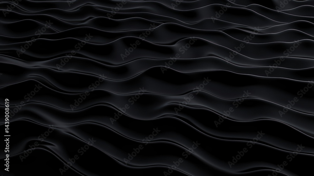 Fototapeta premium A textured surface featuring flowing, wavy patterns in shades of black, creating a dynamic and visually intriguing appearance.
