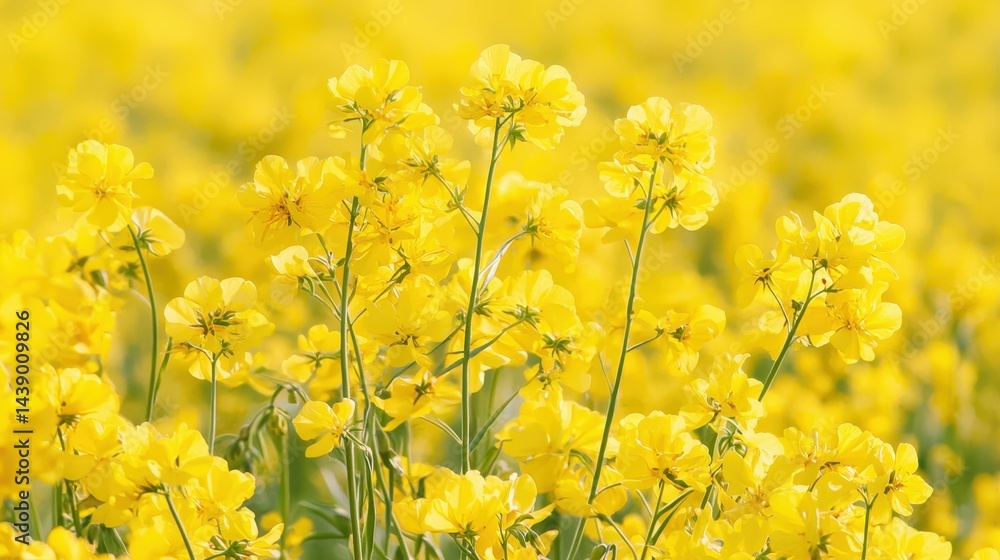 Fototapeta premium Vibrant Yellow Rapeseed Flowers Blooming in a Sunny Field A Stunning Springtime Nature Scene