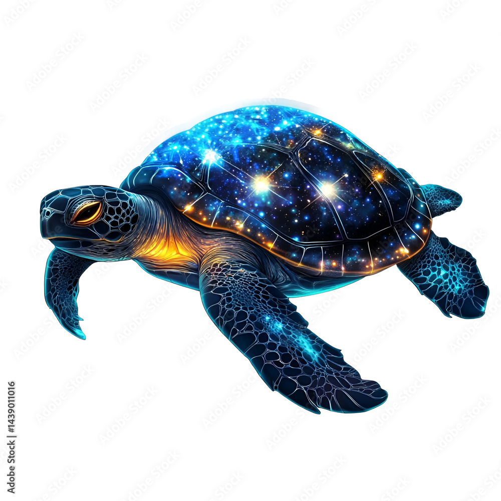 Fototapeta premium Legendary celestial turtle with a glowing star isolated on transparent background
