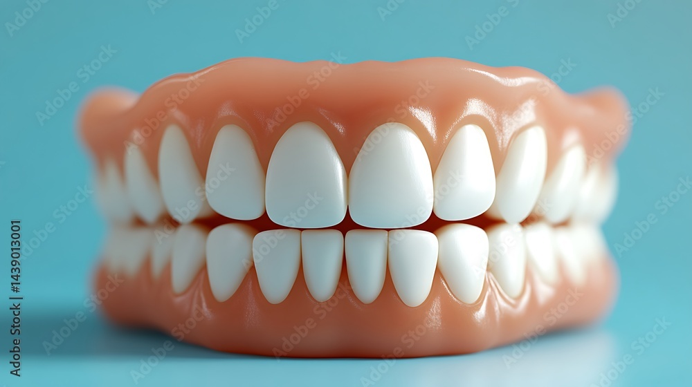Obraz premium Full set of artificial teeth model displayed