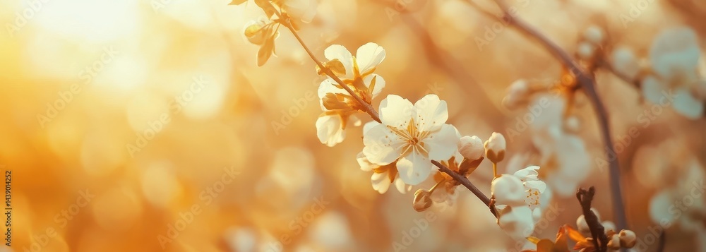 Blossoming Spring Branches in Golden Light Blossoming Spring Branches in Golden Light