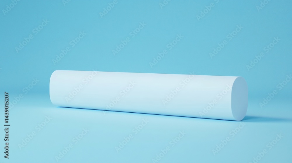 A simple, cylindrical object rests on a light blue surface, showcasing a minimalist design and soft lighting. A simple, cylindrical object rests on a light blue surface, showcasing a minimalist design and soft lighting.