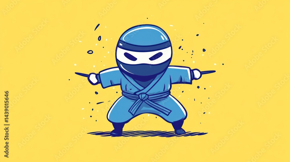 Obraz premium A stylized cartoon ninja figure in a dynamic pose.