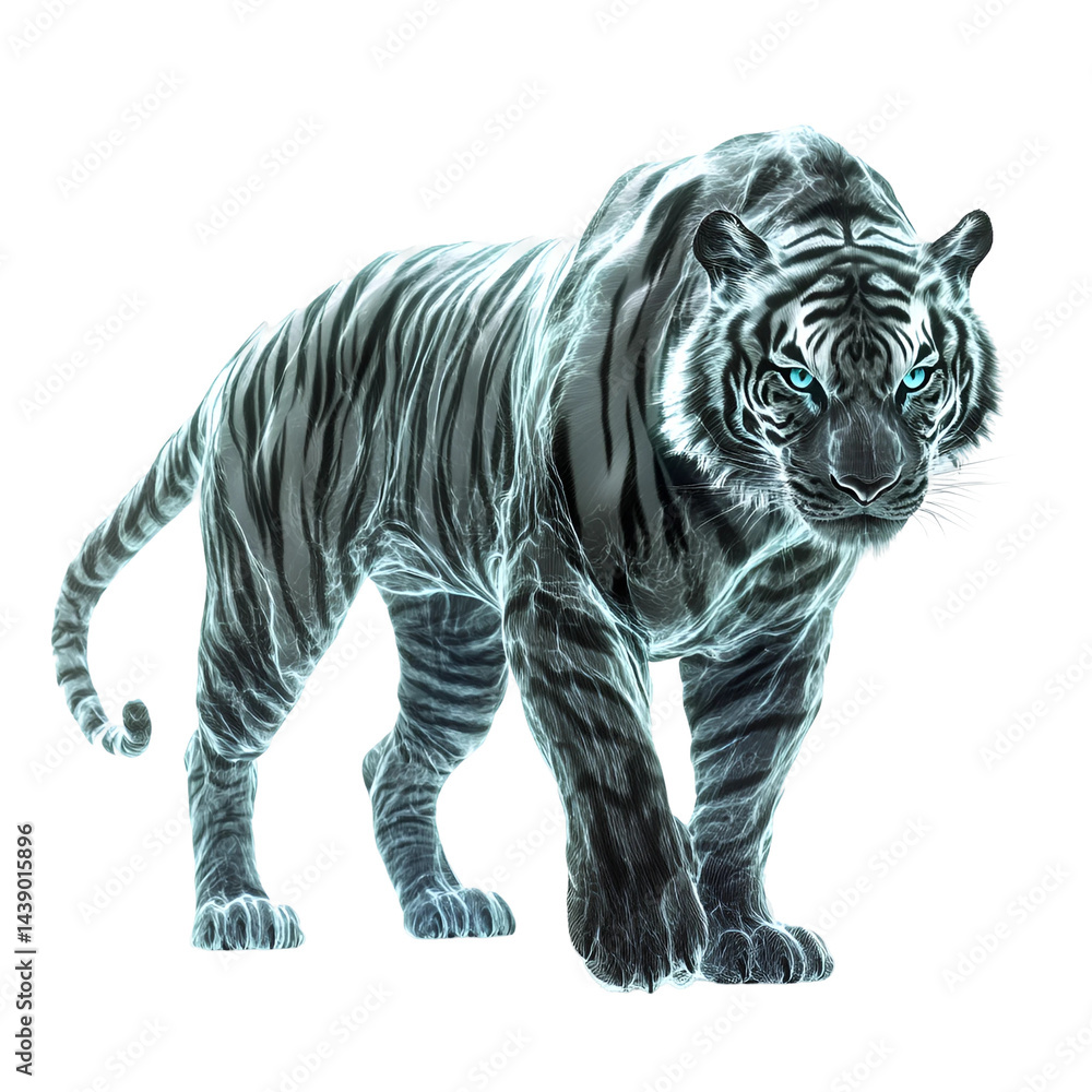 Naklejka premium Phantom spectral tiger isolated on transparent background