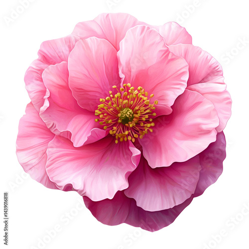 Realistic vector image of a bright pink rockrose isolated on transparent background