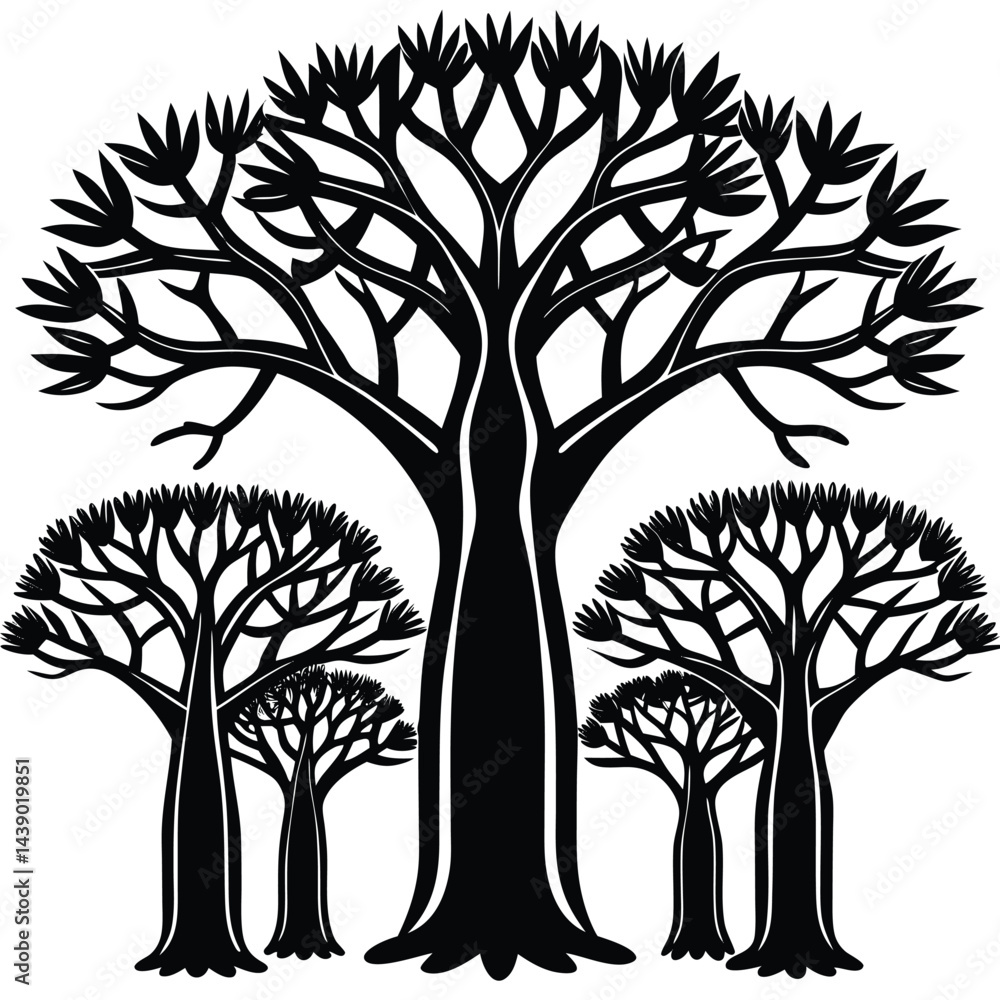 Obraz premium Baobab Trees icon set on white background