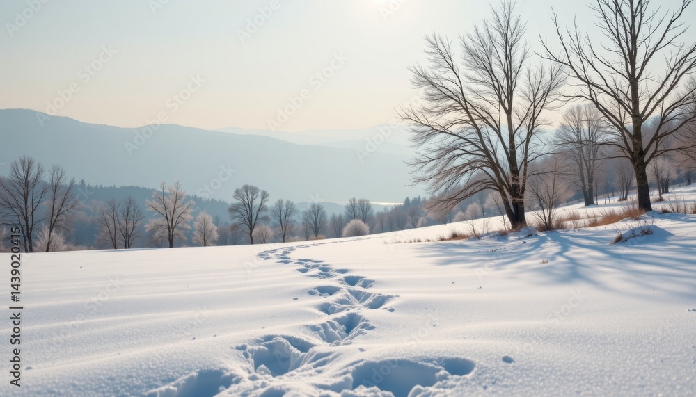Winter Landscape with Snow Covered Field Winter Landscape with Snow Covered Field