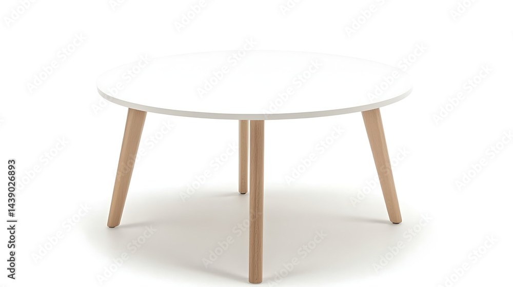 Fototapeta premium A white coffee table with wooden legs