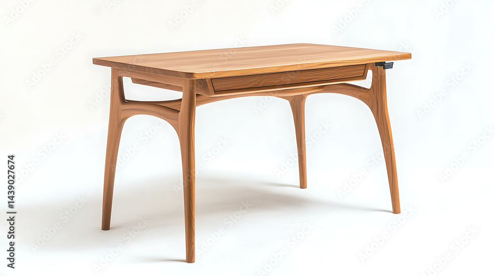 A wooden table with a black handle on the top A wooden table with a black handle on the top