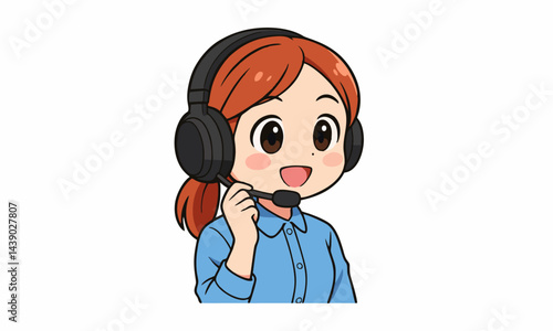 cute woman customer service cartoon illustration