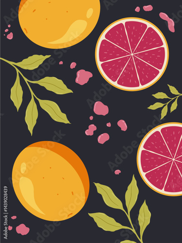 Hand Drawing Wallpaper Illustration Pink Red Lemon With Dark Background