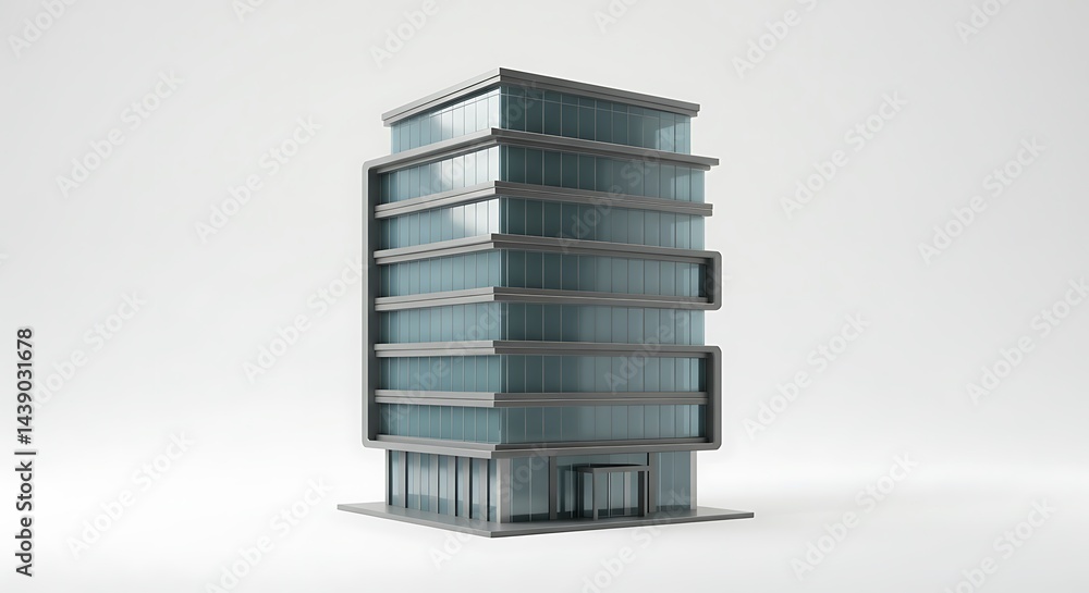 Modern Glass Skyscraper: Minimalist Architectural Render Modern Glass Skyscraper: Minimalist Architectural Render