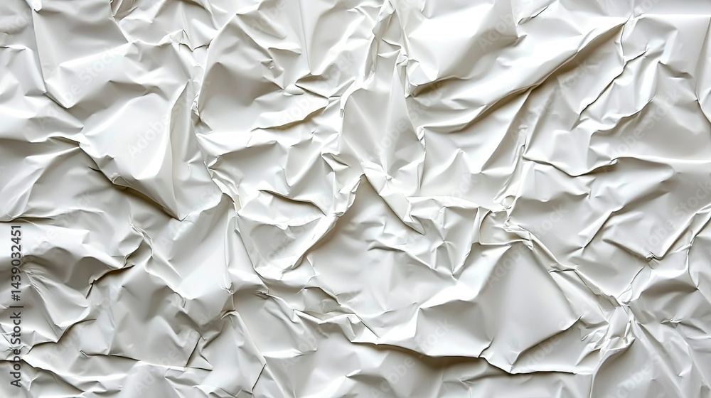 Obraz premium Close-up view of crumpled, textured white paper.