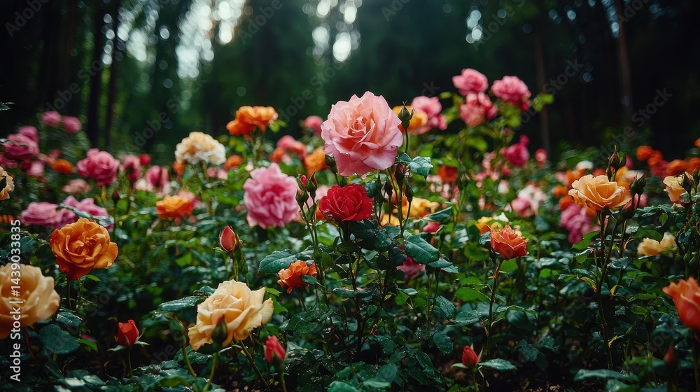 Romantic Garden Setting with Climbing Roses for a Wedding Inspiration