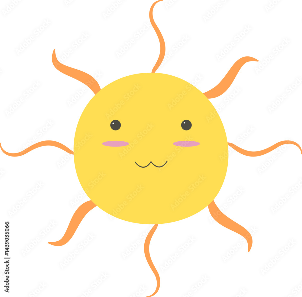 Obraz premium Cute Cartoon Sun Element Set