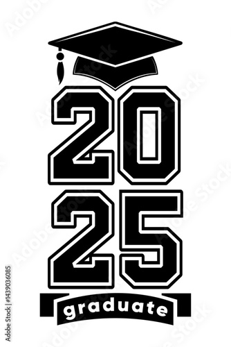 Class of 2025 Graduate Silhouette Cap and Gown Graduation Design